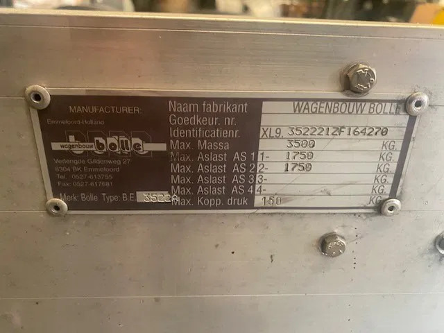 Diversen Bolle . 2 asser aanhangwagen voor kogelkoppeling 3500 kg - مقطورة بهيكل معدني: صورة 5 Diversen Bolle . 2 asser aanhangwagen voor kogelkoppeling 3500 kg - مقطورة بهيكل معدني: صورة 5