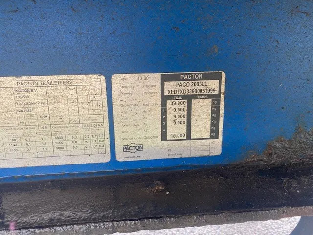 Pacton schuifzeil, 3 asser, SAF , luchtvering, trommelremmen - نصف مقطورة بستائر جانبية: صورة 4 Pacton schuifzeil, 3 asser, SAF , luchtvering, trommelremmen - نصف مقطورة بستائر جانبية: صورة 4